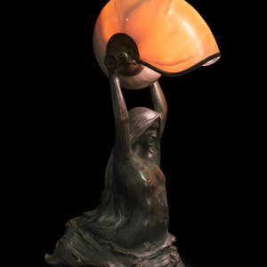 Appraisal: Tiffany Studios American Early th Century Nautilus Table Lamp c