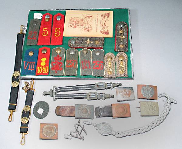 Appraisal: A lot of German belt buckles shoulder boards and uniform