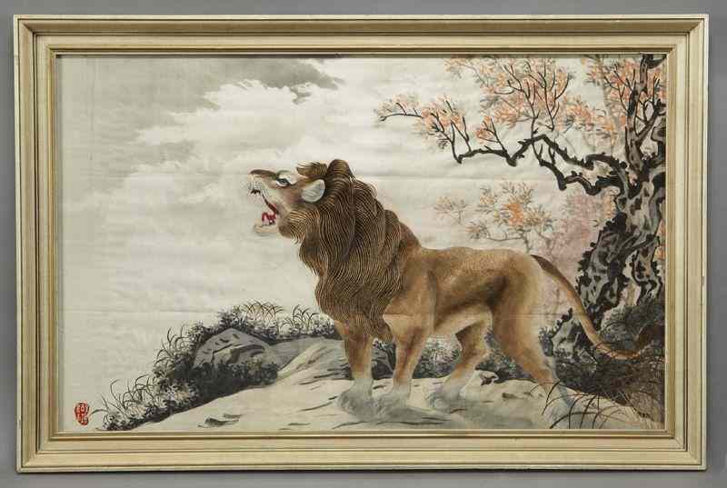 Appraisal: Large Chinese Xiang school framed embroideryby Yang Ying Xiu depicting