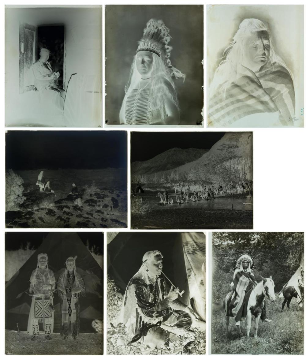 Appraisal: EIGHT PHOTOGRAPHIC NEGATIVES POSITIVES FEATURING INDIGENOUS PEOPLE OF NORTH AMERICA