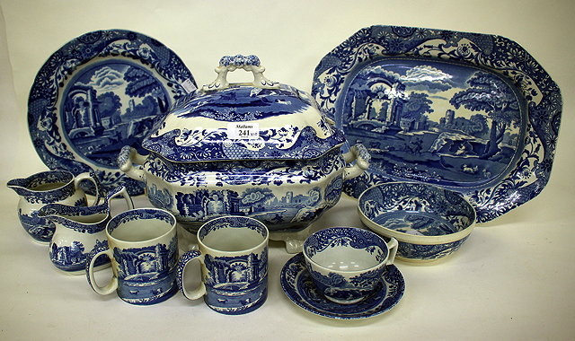 Appraisal: A SPODE ITALIAN PATTERN BLUE AND WHITE TUREEN AND COVER