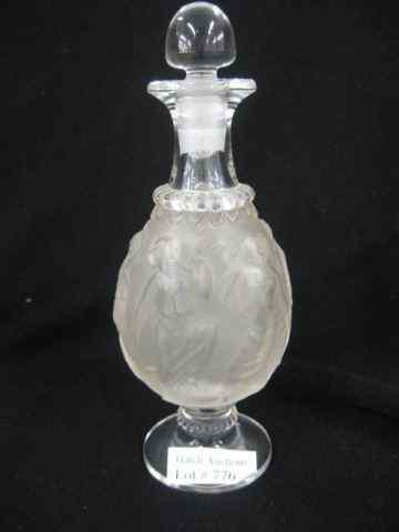 Appraisal: Lalique Crystal Perfume Bottle frosted scenes of dancing maidens pedestal