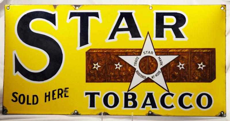 Appraisal: Porcelain Star Tobacco Sign Description Displays well Condition Excellent Size