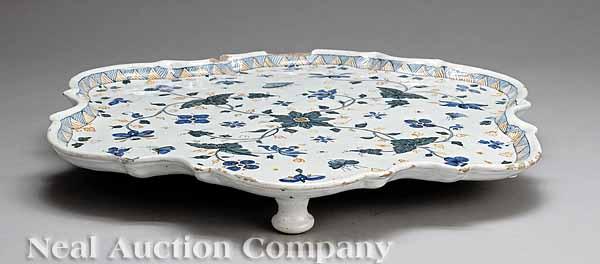 Appraisal: A Large Italian Majolica Footed Platter th c lobed shape