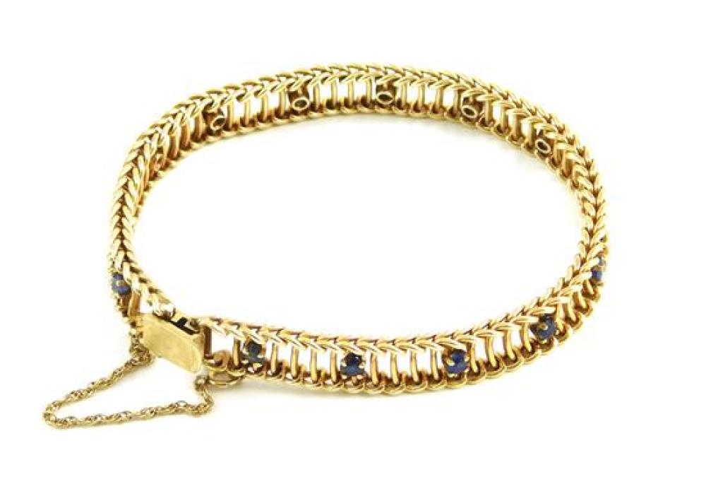 Appraisal: JEWELRY K Gold Sapphire Bracelet stamped and tested K yellow