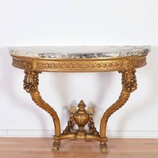 Appraisal: Napoleon III marble top giltwood console th c in the