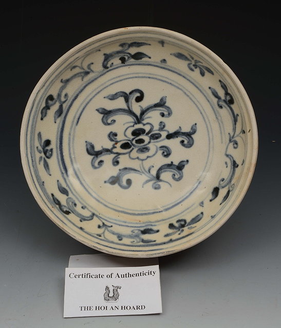 Appraisal: AN HOI AN HOARD BLUE AND WHITE DISH with flower