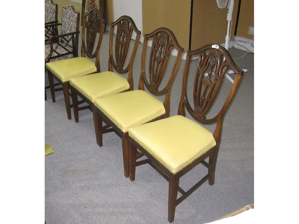 Appraisal: Set of four shield back dining chairs