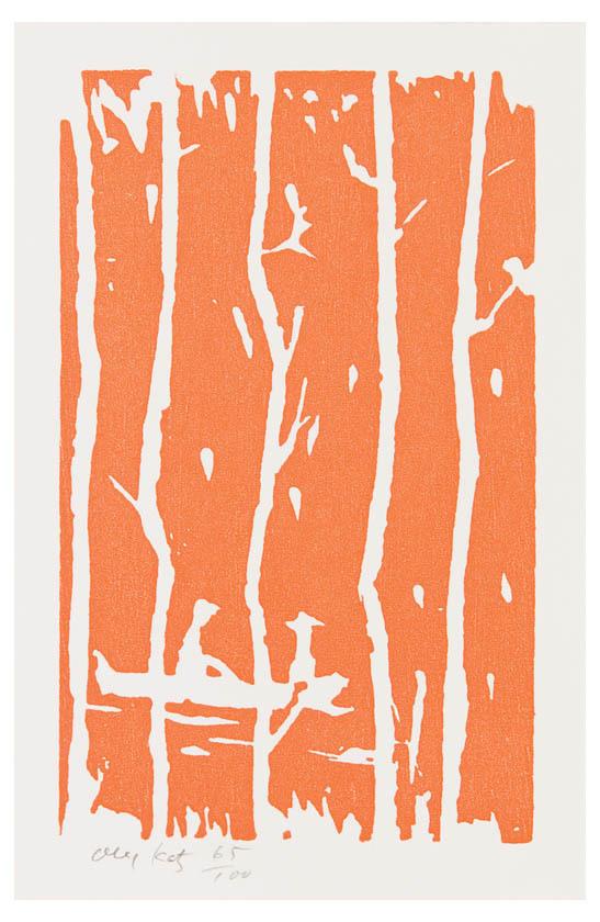 Appraisal: Alex Katz b maine landscape woodcut printed in orange -