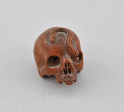 Appraisal: Skull Snake Netsuke Possibly Okano Family Open work carved wood