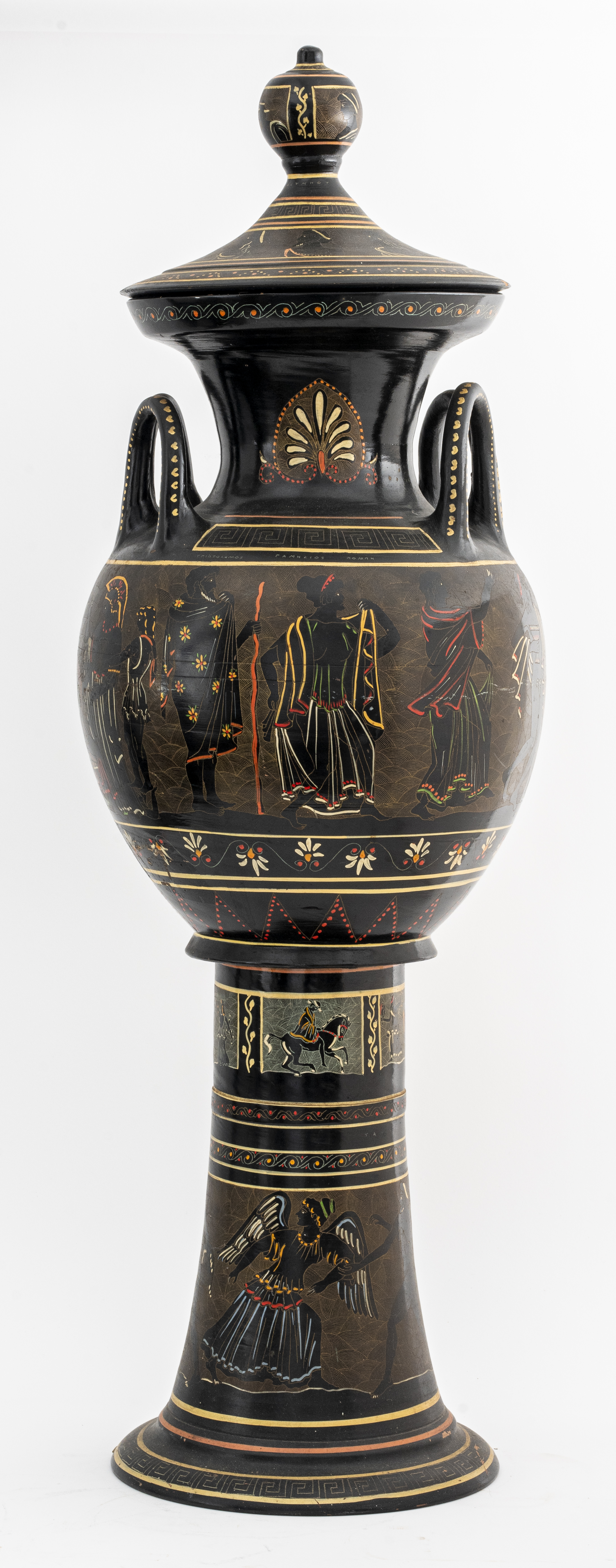 Appraisal: GREEK GRAND TOUR MANNER TALL PAINTED AMPHORA Greek Grand Tour