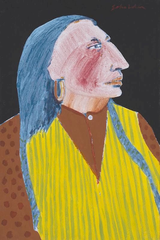 Appraisal: Native Man in Profile by Fritz Scholder Fritz Scholder -