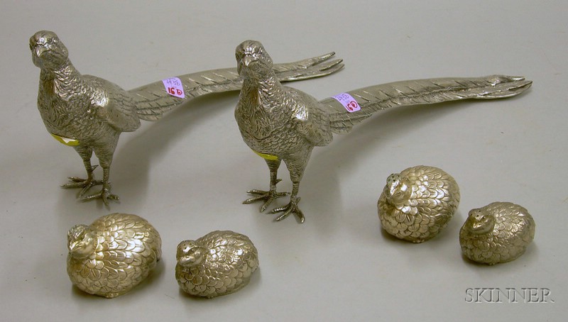 Appraisal: Six Decorative Silver Birds two decorative long-tailed birds four shakers