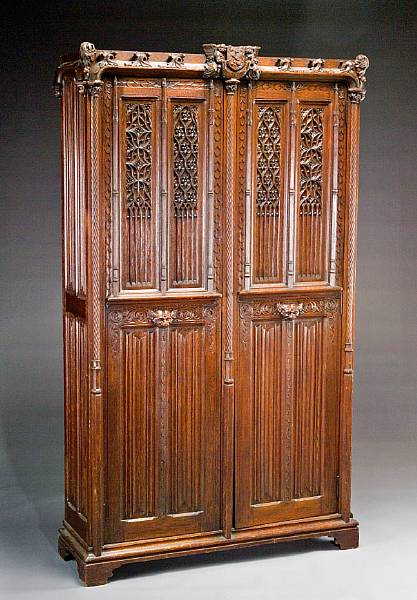 Appraisal: A French Gothic style oak cabinet last quarter th century