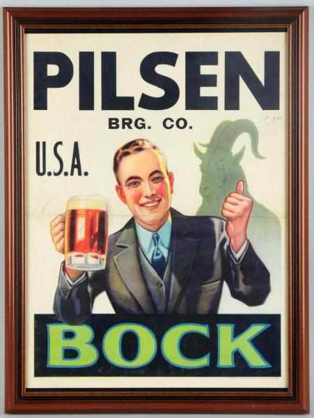 Appraisal: Pilsen Brewing Company Bock Beer Litho Poster Overall nice condition