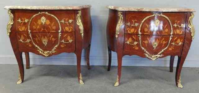 Appraisal: Pair of Reproduction Inlaid Commodes From a Larchmont NY estate