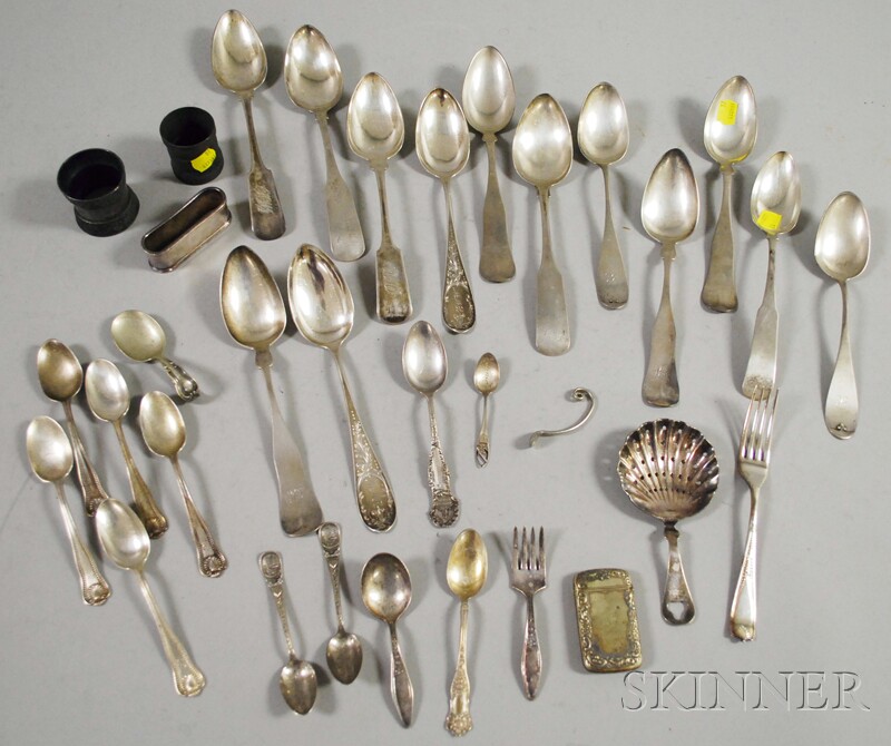 Appraisal: Group of Silver and Silver-plated Flatware and Tableware thirteen coin