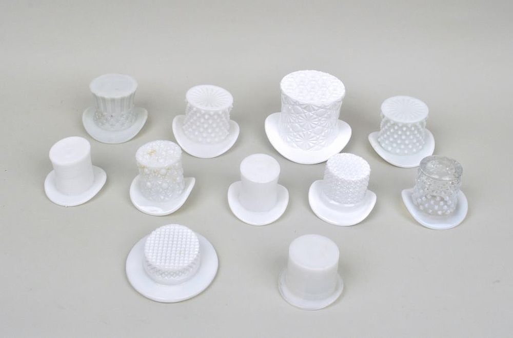 Appraisal: Group Eleven Pressed Milk Glass Hats one with stars and