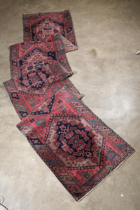 Appraisal: ORIENTAL RUNNER Geometric designs in purples blues and reds