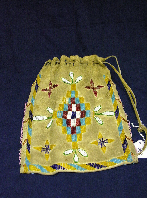 Appraisal: LARGE NATIVE AMERICAN PLAINS BAG Brain tanned leather Early 's