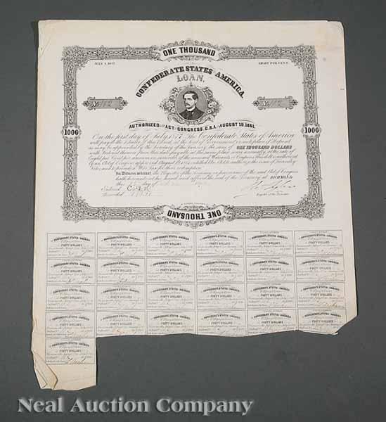 Appraisal: Confederate Bonds a group of C S A coupon bonds