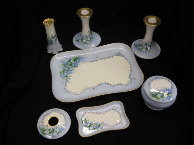 Appraisal: pcs Handpainted Porcelain Dresser Set violet decor by M Pfotenhouer