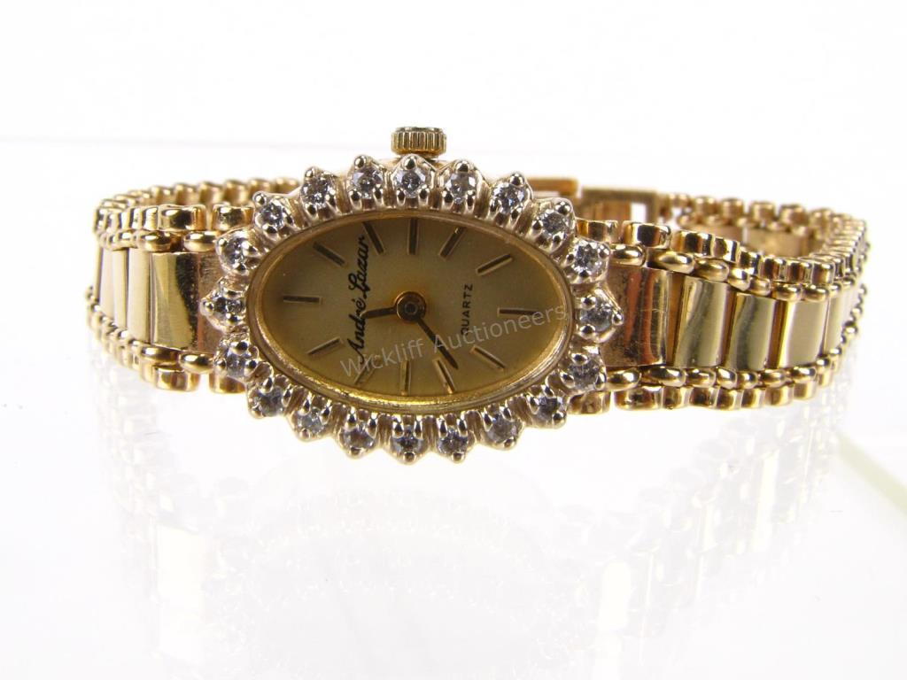 Appraisal: A lady's K yellow gold quartz watch by Andre Lazar