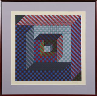 Appraisal: Victor Vasarely - Op Art serigraph th c pencil numbered