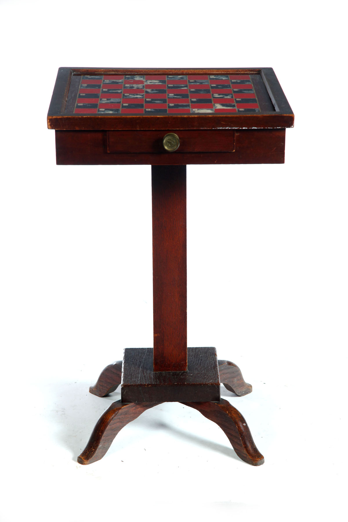 Appraisal: FOLKSY GAME TABLE American th century cherry and pine One-drawer