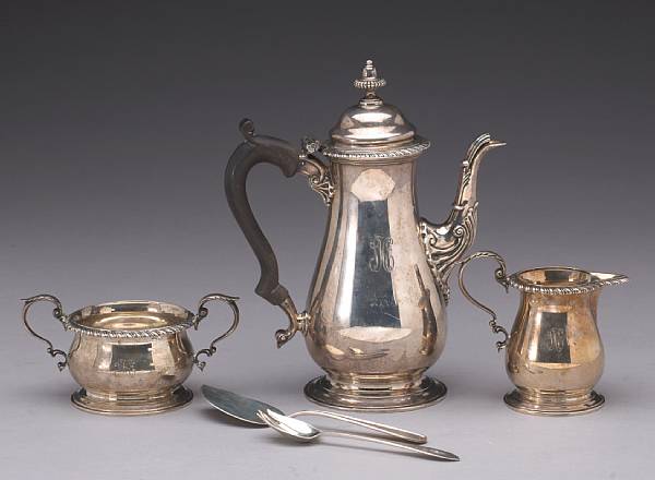 Appraisal: A group of sterling table articles and flatware Comprising three