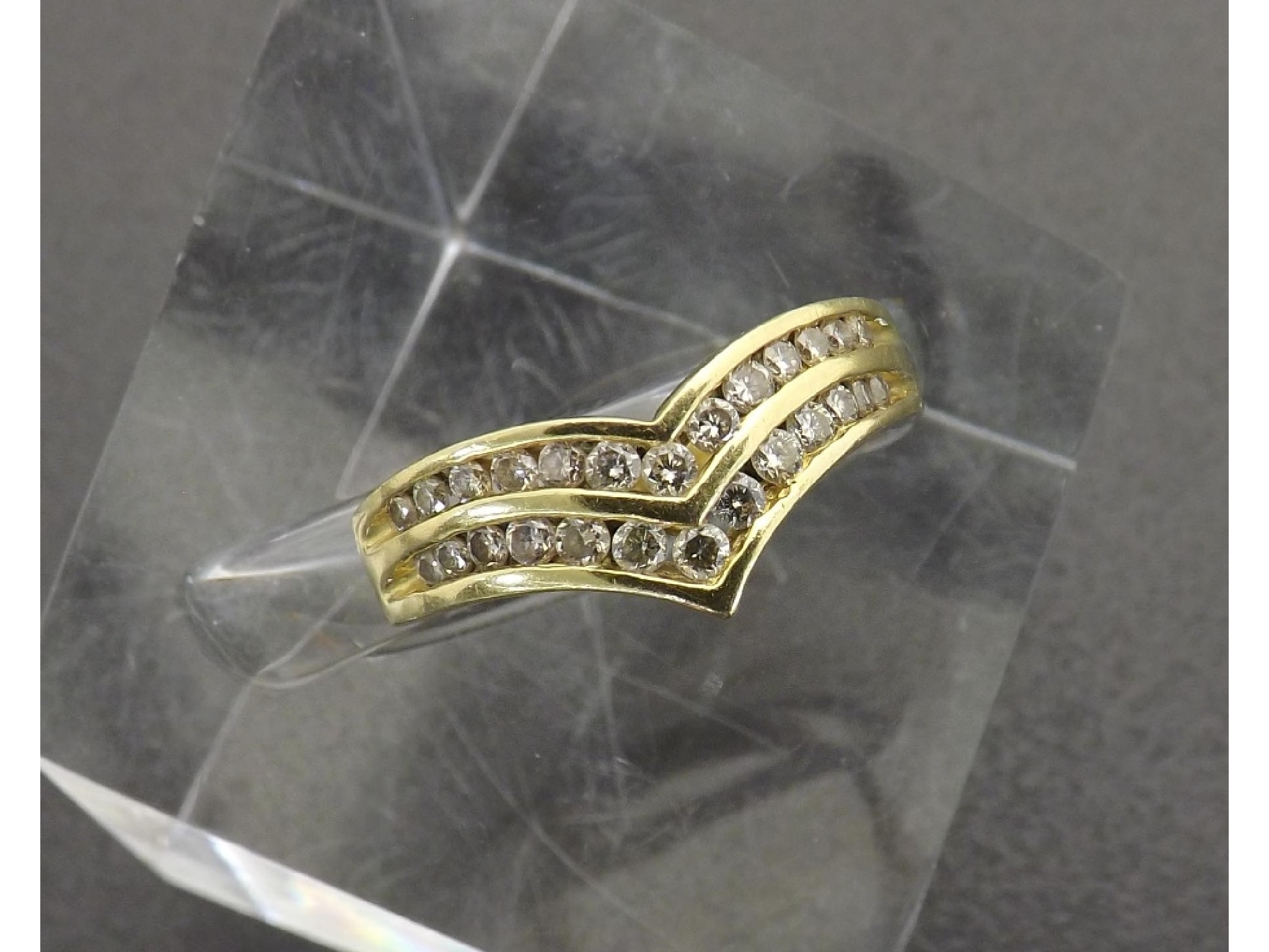 Appraisal: k diamond wishbone ring gm ring size N