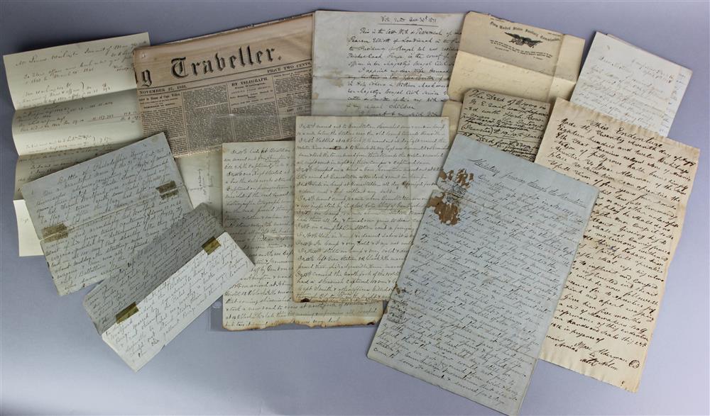 Appraisal: GROUP OF CIVIL WAR DOCUMENTS group of Civil War letters