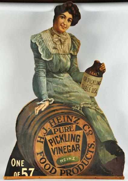 Appraisal: Heinz Pickling Vinegar Cardboard Sign Description Great image of lady