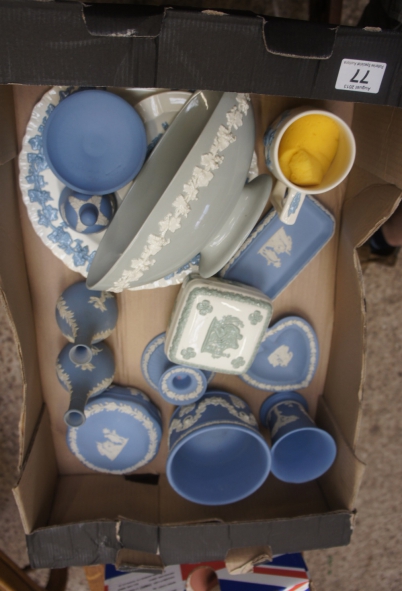 Appraisal: Tray lot of Wedgwood Blue Jasperware to include Trinkets Candlesticks