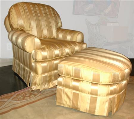 Appraisal: Gold Upholstered Club Chair with Ottoman en Suite Estimate -