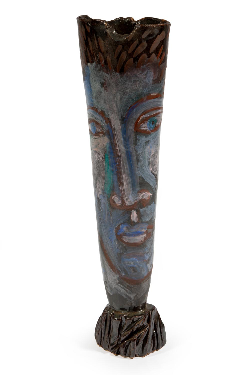 Appraisal: Large Mario Villa Nicaraguan New Orleans - Polychrome Pottery Face