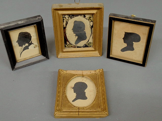 Appraisal: Four early framed silhouettes th c to include a Peale