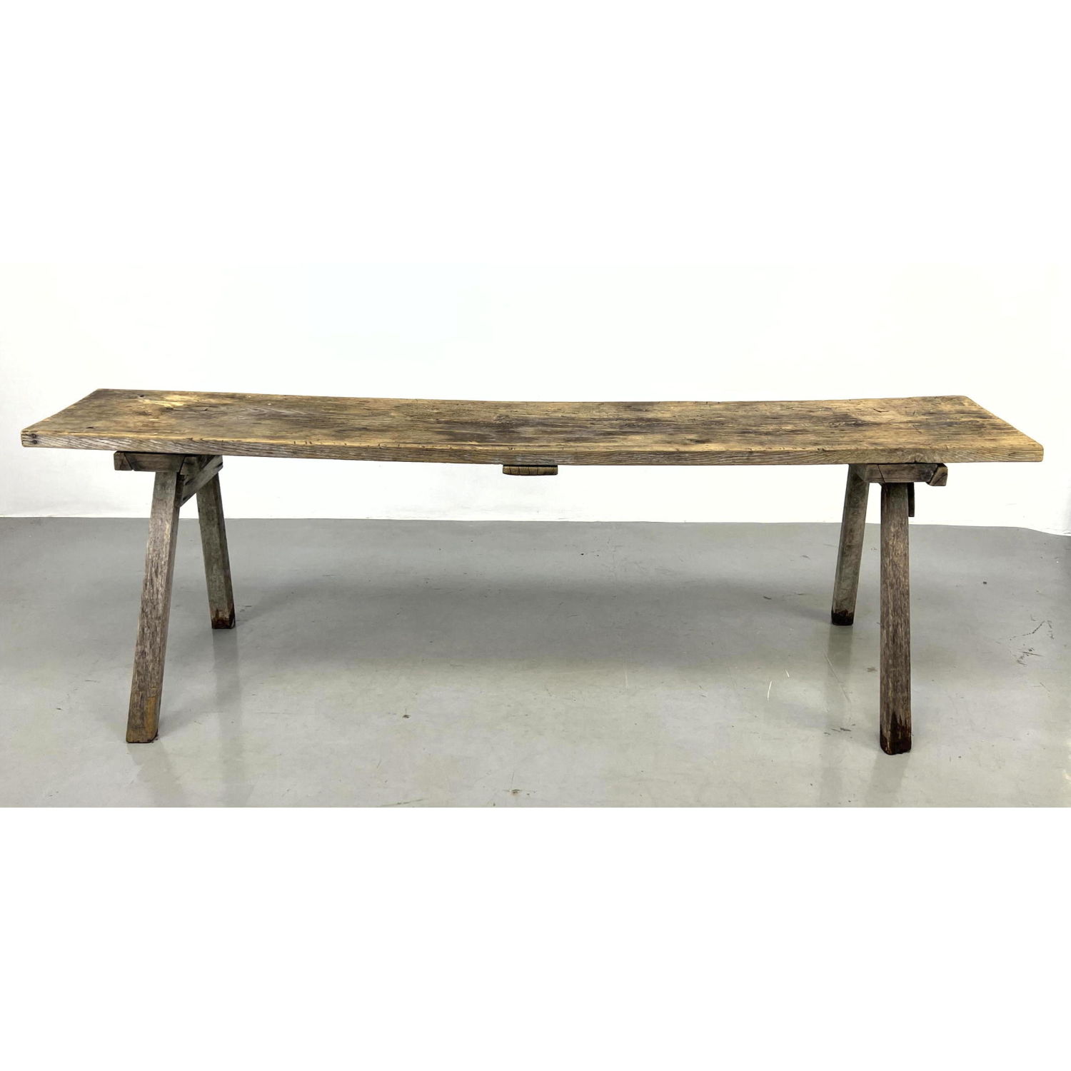 Appraisal: French Style Thick Plank Top Work Table Angle cut legs