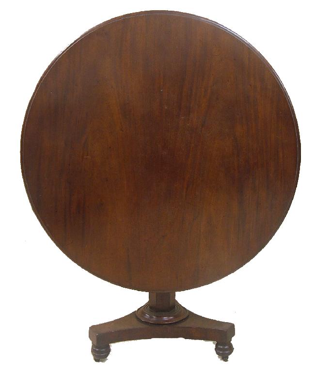 Appraisal: Victorian mahogany circular tilt-top centre table upon an octagonal tapered