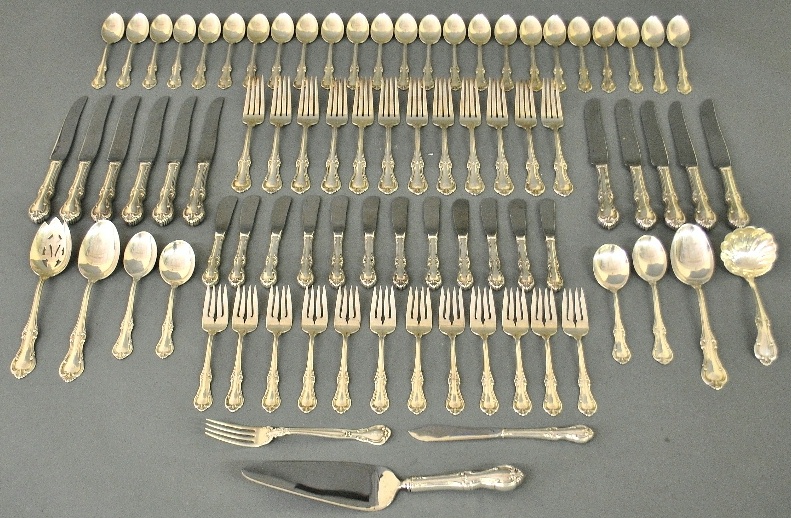 Appraisal: - Sterling silver flatware service in the Joan of Arc