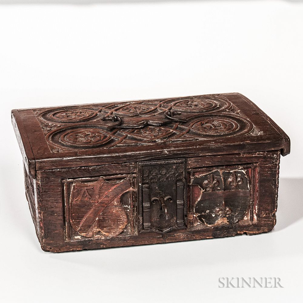 Appraisal: Gothic-style Oak Bible Box Gothic-style Oak Bible Box probably th