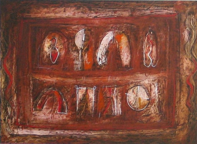 Appraisal: John Winch - Abstract in Red Ochre pastel x cm