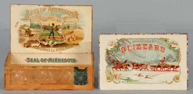 Appraisal: Lot of Minnesota Related Cigar Boxes Description Includes Minnesota Blizzard