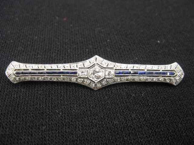 Appraisal: Platinum Diamond Sapphire Bar Pin diamonds totaling carat and French