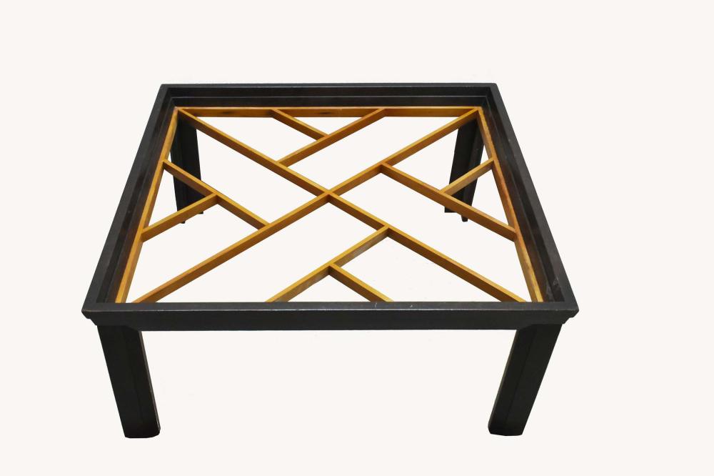 Appraisal: PAUL FRANKL EBONIZED SIDE TABLESquare with an open trellis on