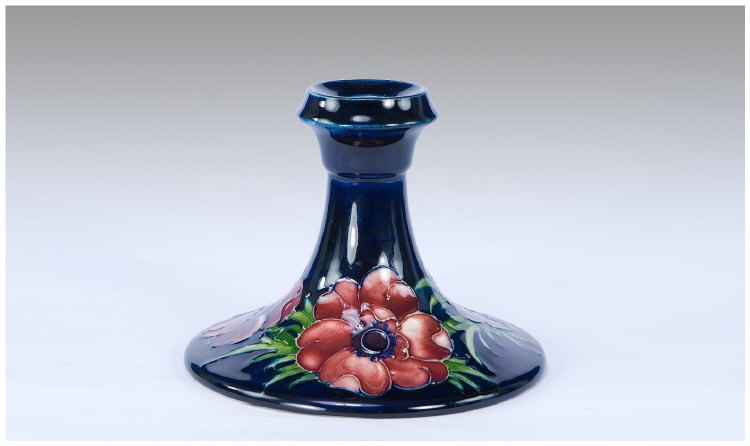 Appraisal: Moorcroft Table Candle Holder Anemone Range on Royal Blue Ground