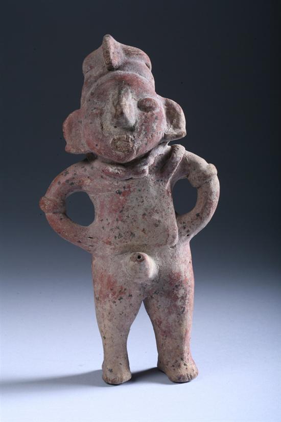 Appraisal: MAYAN POTTERY FIGURE OF MAN circa A D Standing with