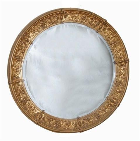 Appraisal: A VICTORIAN LARGE GILT PLASTER CIRCULAR WALL MIRROR the wide