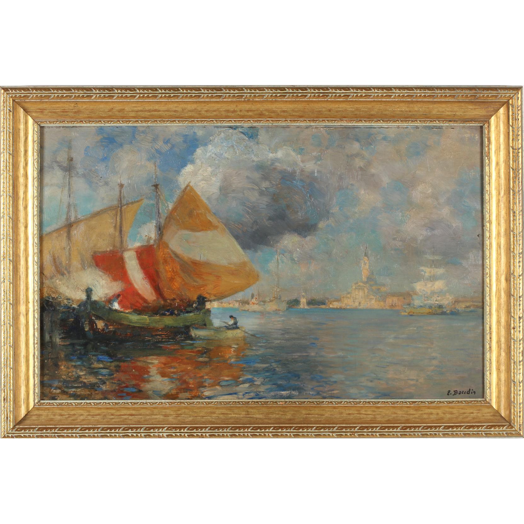 Appraisal: Eugene Baudin French - Venice oil on panel signed at