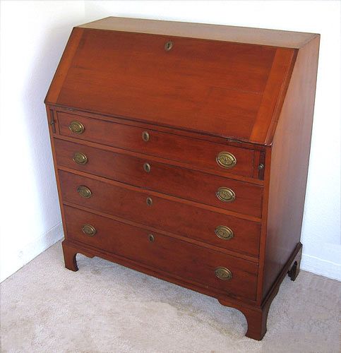 Appraisal: PERIOD AMERICAN CHERRY FALL FRONT DESK Measures '' high x